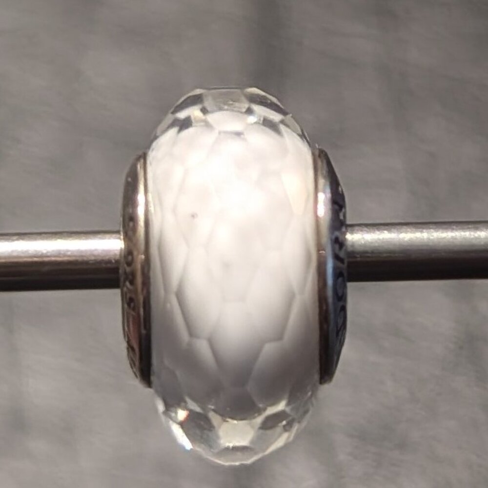 Pandora White Fascinating Faceted Murano Glass Charm